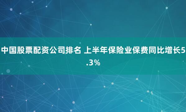 中国股票配资公司排名 上半年保险业保费同比增长5.3%
